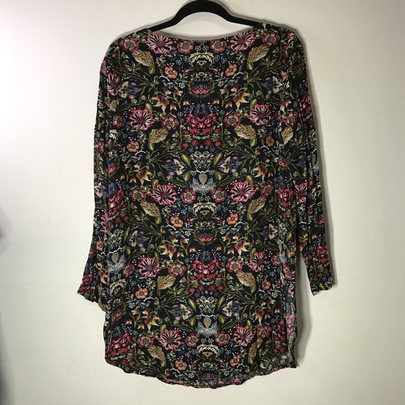 J. Jill Womens Dark Romantic Whimsical Floral Long Tunic Top Small Whimsygoth - Picture 8 of 9